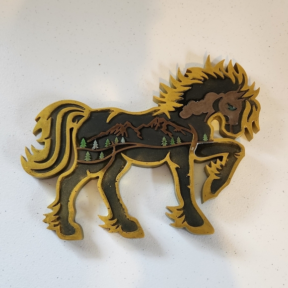 Horse Stallion 3D Carving Forest Animal Crafts Ornament Home Decor Equestrian - Picture 1 of 6